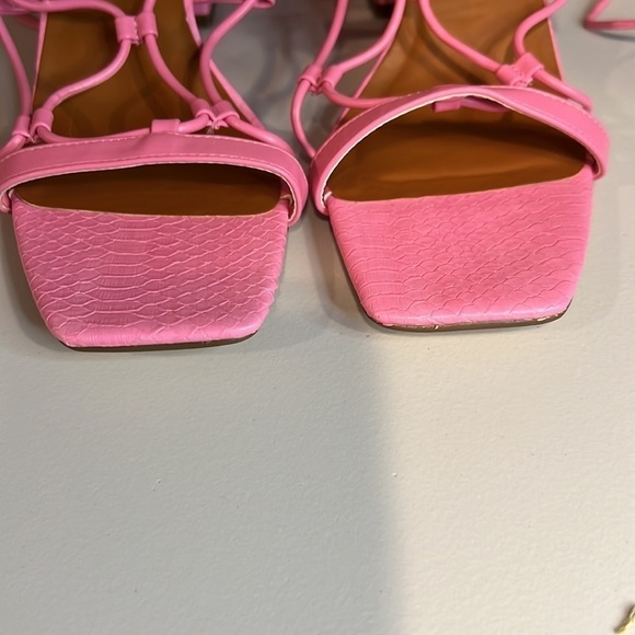 PRIMARK BARBIECORE Pink ankle tie Chunky Heel  sandals size 9 - Picture 2 of 8
